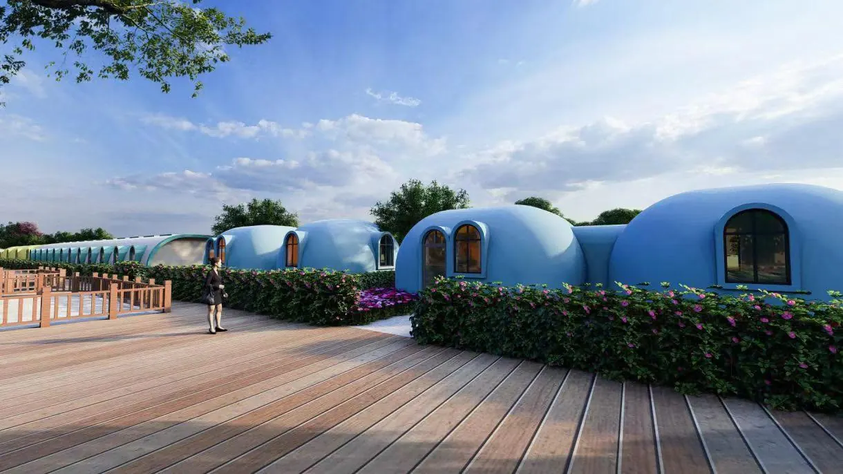Multi-unit Vaultwerk Dome Series cluster on a resort site — reference photograph